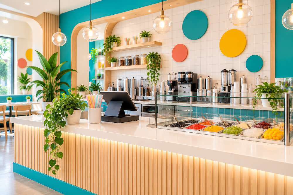 The order counter at Bubble Tea Shop in Anytown